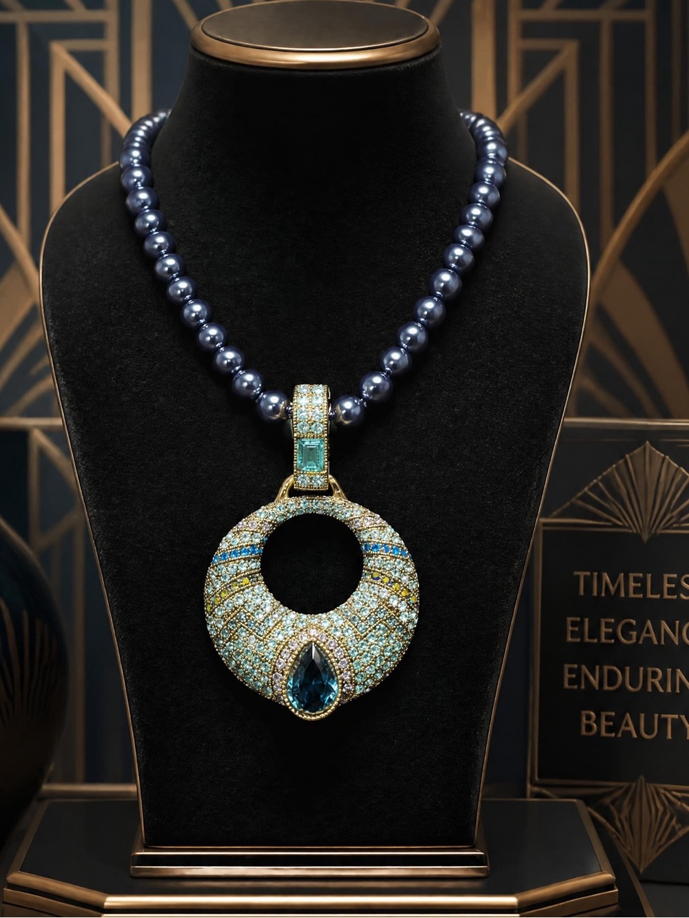 Heidi Daus Sparkling Solution Crystal Pendant Pearl Statement Necklace 1842